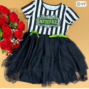 Black and White Striped Beetlejuice  tutu Dress